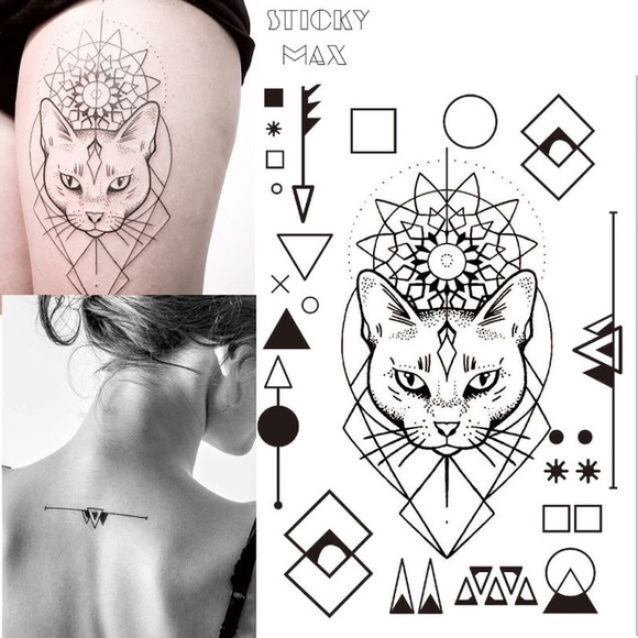 ⭐️3/$20 Geometric Cat Temporary Tattoos - Picture 2 of 2